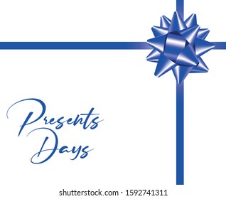 presents days christmas new year greeting card blue streak bow white box present
