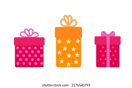  Presents flat icons set. Color vector illustrations