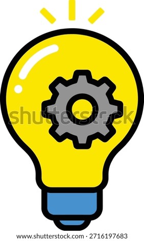 Presents gear inside lightbulb depicts invention idea inspiration brainstorming thinking. Symbol for transparent background