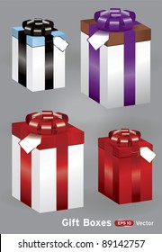 Presents large gift box celebration vector set