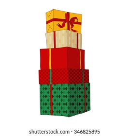 Presents Pile isolated on White Background Vector Illustration