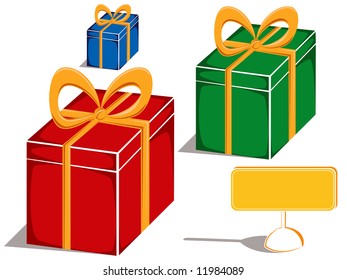 presents and a sale label