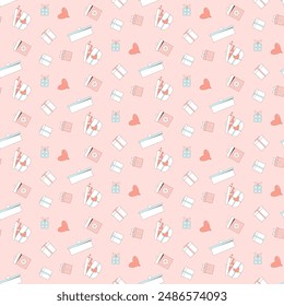 Presenta un patrón perfecto. Festiva regalos y regalos celebración sin fin de fondo. Vector dibujado a mano ilustración.