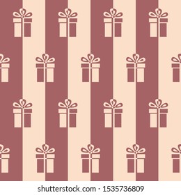 Presents. Seamless vector illustration with gift boxes and bows in two colors