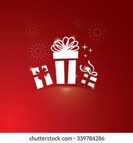 Presents set on red background
