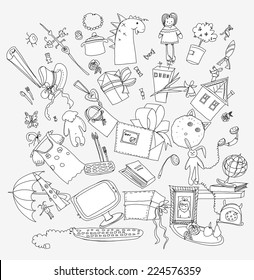 Presents and toys doodle, Kids dreams