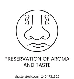 Preservation of aroma or taste line icon in vector with editable stroke for packaging