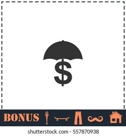Preservation and protection money icon flat. Simple vector symbol and bonus icon