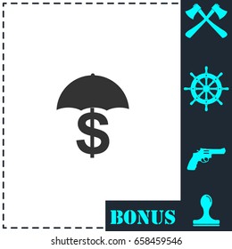 Preservation and protection money icon flat. Simple vector symbol and bonus icon