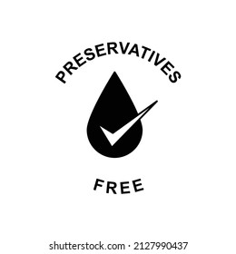 preservatives free label icon in black flat glyph, filled style isolated on white background