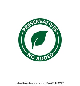 Preservatives no added vector green organic leaf icon.
Preservatives free, natural organic food package stamp