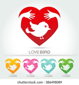 preserve bird with hug in heart symbol,Vector illustration