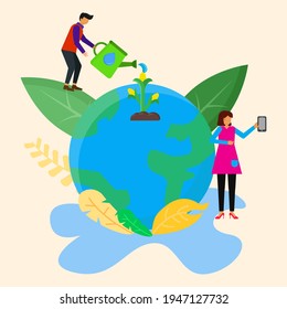 preserve the earth flat illustration vector graphic