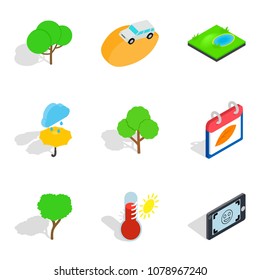 Preserve icons set. Isometric set of 9 preserve vector icons for web isolated on white background