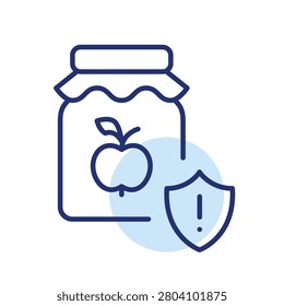 Preserve safety warning, jam allergy alert, spoilage risk warning. Pixel perfect, editable stroke vector icon