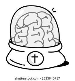 Preserved brain icon in drawing style

