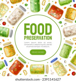 Preserved Food Glass Jar Banner Design Vector Template