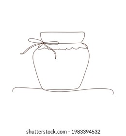 Preserved food, jar for jam, for honey, autumn and winter preservation. Simple line art glass canning jar. Simple sketch, black line, doodle, outline style, linear silhouette, one line drawing style