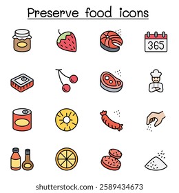 Preserved food  set color line style