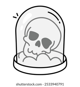 Preserved skull icon in doodle style 