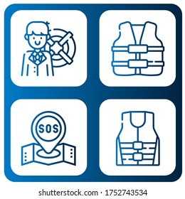 preserver icon set. Collection of Lifebuoy, Life vest, Sos, Life jacket icons