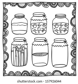 preserves drawing over white background vector illustration