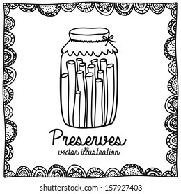 preserves drawing over white background vector illustration