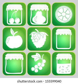 Preserves fruits vector flat icons