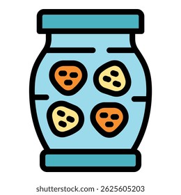 Preserves jar icon. Outline preserves jar vector icon color flat isolated