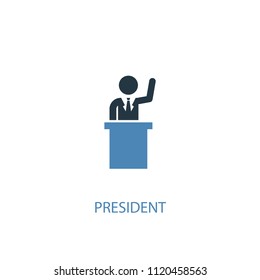 president concept 2 colored icon. Simple blue element illustration. president concept symbol design from elections set. Can be used for web and mobile UI/UX