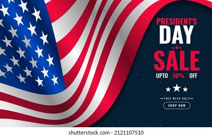 President day background sales promotion advertising banner template with american flag design