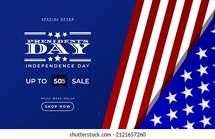President day background sales promotion advertising banner template with american flag design