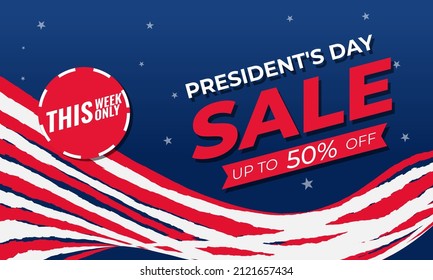 President day background sales promotion advertising banner template with american flag design