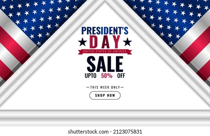 President day background sales promotion advertising banner template with american flag design