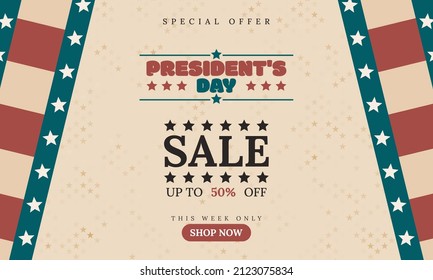 President day background sales promotion advertising banner template with american flag design