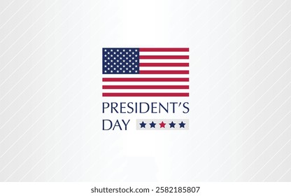 President day banner with USA map and stars