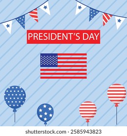 President Day. Happy President's Day Background and Banner. Presidents Day of USA Greeting Card with USA Flag.