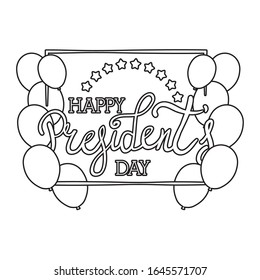president day lettering with balloons helium vector illustration design