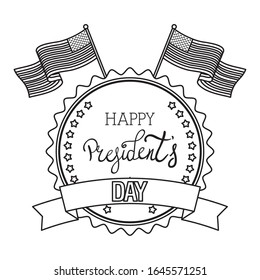 president day seal stamp with flags vector illustration design