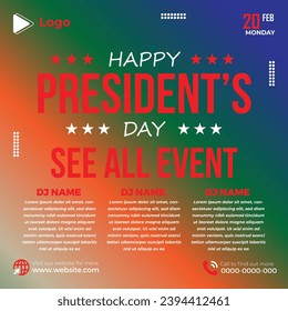 President day social media facebook post |  happy presidents day banner design | promotion american independenc day instagram post | president day template | usa independenc facebook, creative design