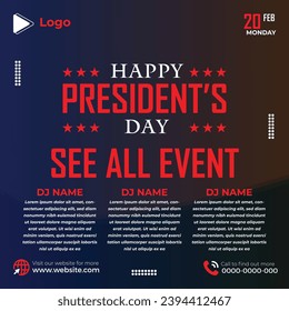 President day social media facebook post |  happy presidents day banner design | promotion american independenc day instagram post | president day template | usa independenc facebook, creative design