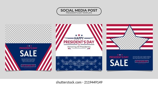 President Day social media post template design. It is suitable for poster, banner, greeting card, etc.