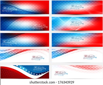 President Day in United States of America with colorful header set collection vector illustration