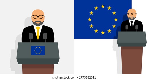 President Of The European Council And European Union Flag