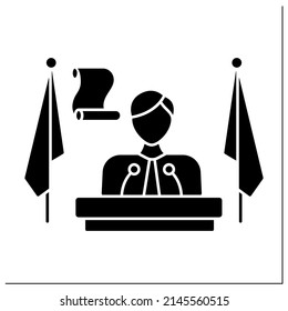 President Glyph Icon. Leader In Democratic Government. Official Country Representative Chosen In Election. Political System Concept.Filled Flat Sign. Isolated Silhouette Vector Illustration