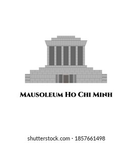 Mausoleo del presidente Ho Chi Minh en Hanoi, Vietnam. Es una atracción turística. Vale la pena visitarlo. Ilustración plana del emblemático edificio arquitectónico vietnamita icono vector para el diseño web