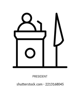 president icon. Line Art Style Design Isolated On White Background