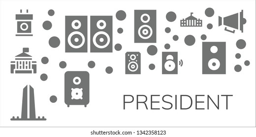 president icon set. 11 filled president icons.  Simple modern icons about  - Tribune, Speakers, White house, Speaker, Washington