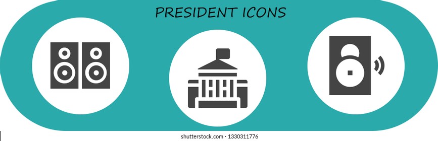 president icon set. 3 filled president icons.  Simple modern icons about  - Speakers, White house, Speaker