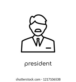 President icon. Trendy modern flat linear vector President icon on white background from thin line Professions collection, editable outline stroke vector illustration